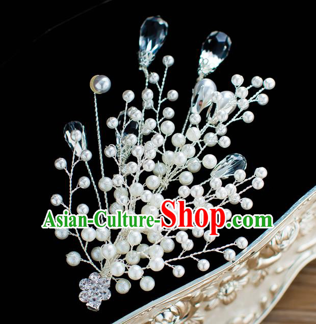 Handmade Classical Wedding Hair Accessories Bride Pearls Hair Claw Headwear for Women