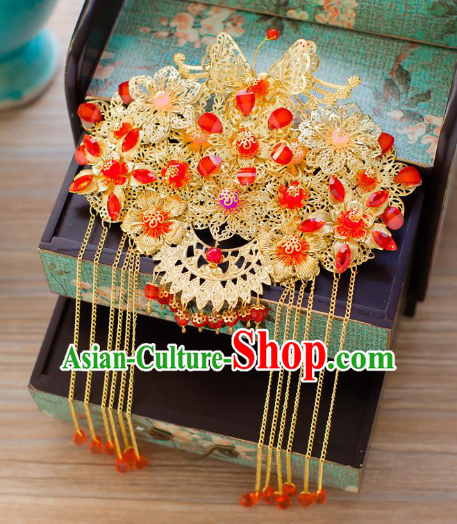 Chinese Handmade Classical Hair Accessories Wedding Hairpins Tassel Frontlet Headwear
