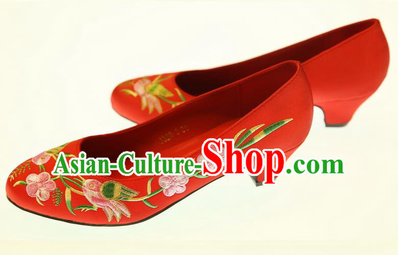 Asian Chinese Wedding Shoes Embroidered Flowers Shoes Hanfu Shoes for Women