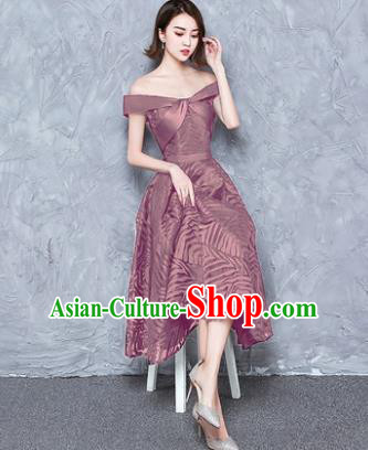 Top Grade Modern Dance Chorus Costume Pink Full Dress Compere Bubble Dress for Women