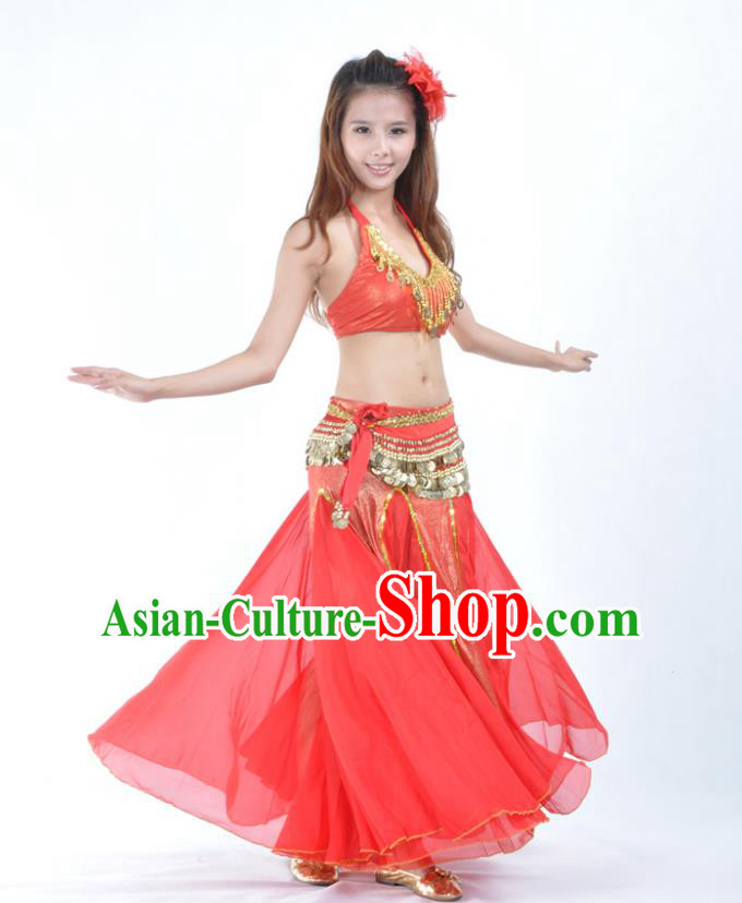 Traditional Indian Bollywood Belly Dance Red Dress Asian India Oriental Dance Costume for Women