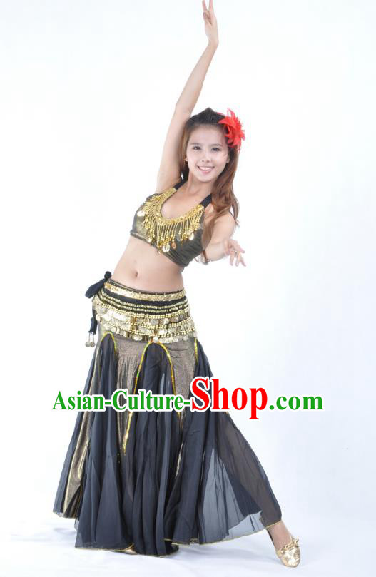 Traditional Indian Bollywood Belly Dance Black Dress Asian India Oriental Dance Costume for Women