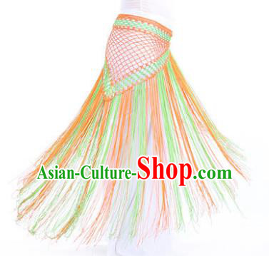 Indian Belly Dance Orange and Green Tassel Waist Scarf Waistband India Raks Sharki Belts for Women