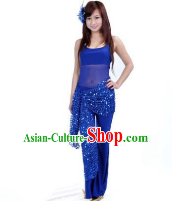 Traditional Indian Belly Dance Oriental Dance Deep Blue Costume for Women