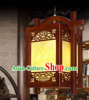 Chinese Classical Handmade Wood Carving Palace Lanterns Hanging Lantern Ancient Painted Ceiling Lamp