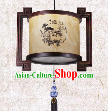 Traditional Chinese Painted Palace Lanterns Handmade Wood Hanging Lantern Ancient Ceiling Lamp