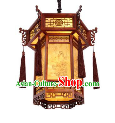 Traditional Chinese New Year Palace Lanterns Wood Hanging Lantern Ancient Ceiling Lamp