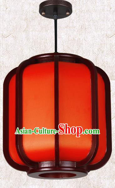 Traditional Chinese New Year Red Palace Lanterns Wood Hanging Lantern Ancient Ceiling Lamp