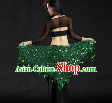 Indian Belly Dance Green Sequin Waist Scarf Waistband India Raks Sharki Belts for Women