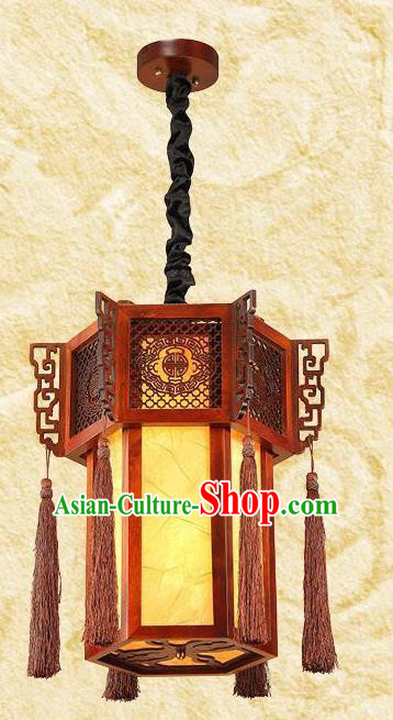 Traditional Chinese Wood Palace Lanterns Handmade Hanging Lantern Ancient Ceiling Lamp