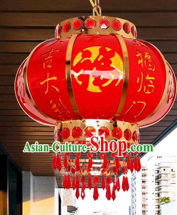 Traditional Chinese Red Revolving Palace Lanterns Handmade Hanging Lantern Ancient Ceiling Lamp