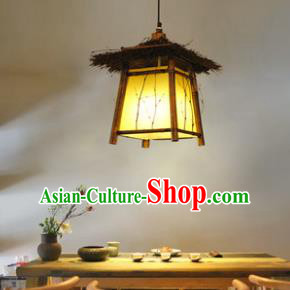 Traditional Chinese Straw Braid Palace Lanterns Handmade Hanging Lantern Ancient Ceiling Lamp