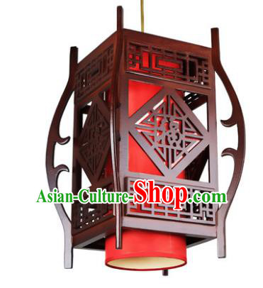 Traditional Chinese Wood Red Palace Lanterns Handmade Hanging Lantern Ancient Ceiling Lamp