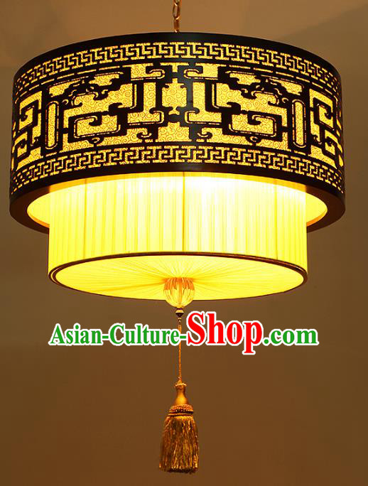 Traditional Chinese Yellow Hanging Palace Lanterns Handmade Lantern Ancient Ceiling Lamp