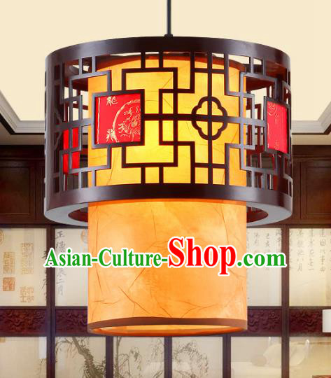 Traditional Chinese Hanging Palace Lanterns Handmade Yellow Lantern Ancient Ceiling Lamp