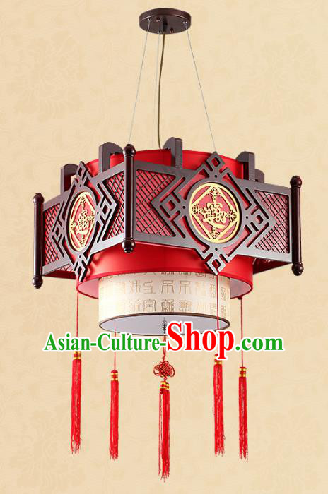 Traditional Chinese Wood Hanging Palace Lanterns Handmade Red Lantern Ancient Ceiling Lamp