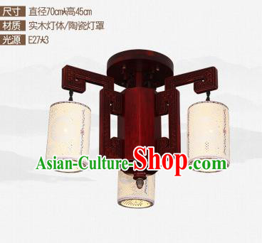 Traditional Chinese Three-lights Ceiling Palace Lanterns Handmade Ceramics Lantern Ancient Lamp