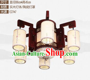 Traditional Chinese Six-lights Ceiling Palace Lanterns Handmade Ceramics Lantern Ancient Lamp