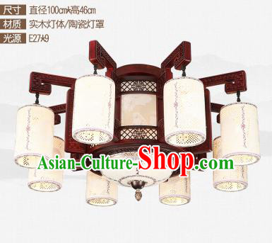 Traditional Chinese Nine-lights Ceiling Palace Lanterns Handmade Ceramics Lantern Ancient Lamp