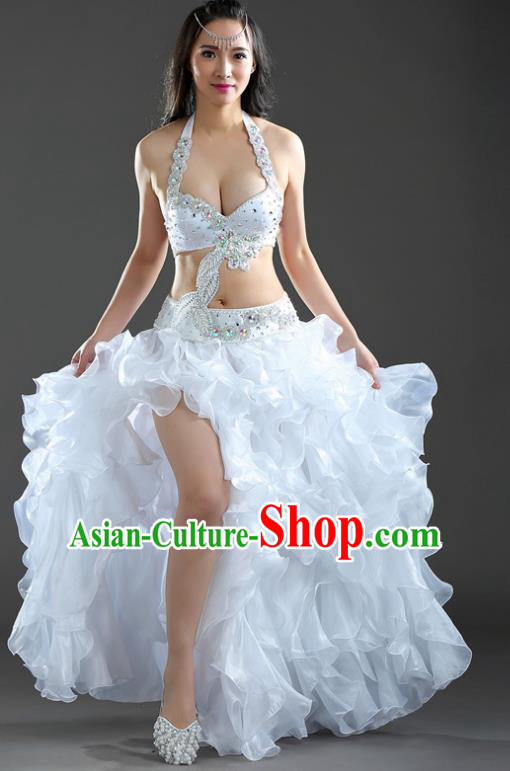 Indian National Belly Dance White Dress India Bollywood Oriental Dance Costume for Women