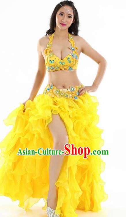 Indian National Belly Dance Yellow Dress India Bollywood Oriental Dance Costume for Women