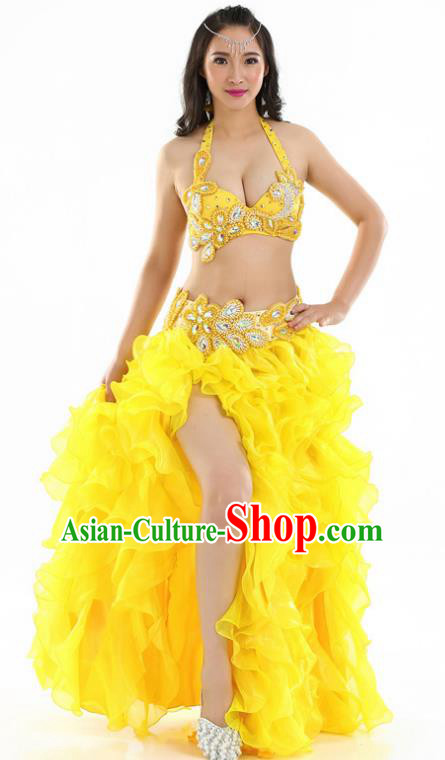 Indian National Belly Dance Yellow Sexy Dress India Bollywood Oriental Dance Costume for Women