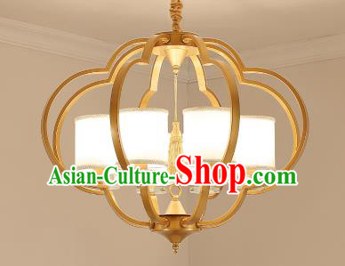 Traditional Chinese Gold-framed Ceiling Palace Lanterns Handmade Eight-Lights Lantern Ancient Lamp