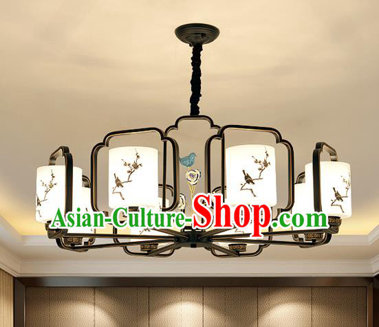 Traditional Chinese Printing Plum Blossom Ceiling Palace Lanterns Handmade Eight-Lights Lantern Ancient Lamp