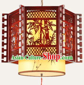 Traditional Chinese Wood Carving Bamboo Palace Hanging Lanterns Handmade Lantern Ancient Ceiling Lamp