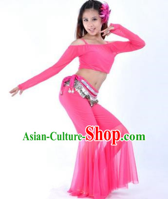 Indian National Belly Dance Rosy Uniform Bollywood Oriental Dance Costume for Women