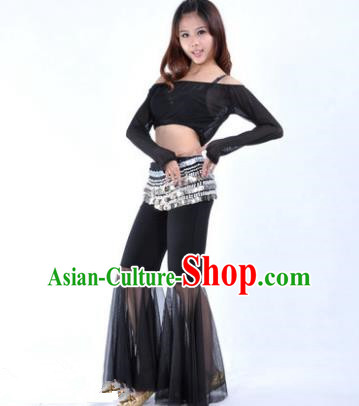 Indian National Belly Dance Black Uniform Bollywood Oriental Dance Costume for Women