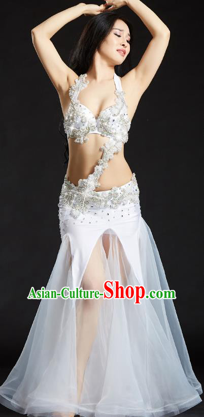 Traditional Indian National Belly Dance White Veil Dress India Bollywood Oriental Dance Costume for Women