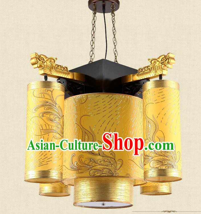 Traditional Chinese Ceiling Palace Lanterns Handmade Golden Lantern Ancient Hanging Lamp