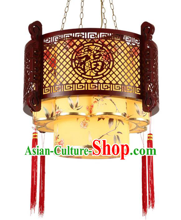 Traditional Chinese Ceiling Palace Lanterns Handmade Wood Painted Lantern Ancient Hanging Lamp