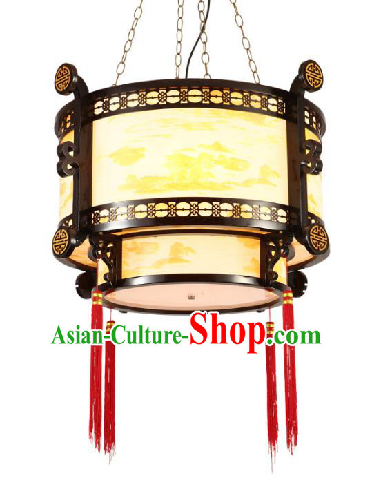 Traditional Chinese Ceiling Palace Lanterns Handmade Wood Painted Hanging Lantern Ancient Lamp