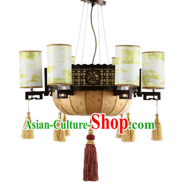 Traditional Chinese Ceiling Palace Lanterns Handmade Printing Hanging Lantern Ancient Lamp