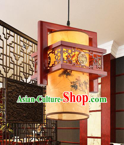 Traditional Chinese Printing Ceiling Palace Lanterns Handmade Wood Hanging Lantern Ancient Lamp