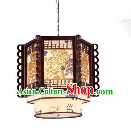 Traditional Chinese Wood Carving Chrysanthemum Ceiling Palace Lanterns Handmade Lantern Ancient Lamp