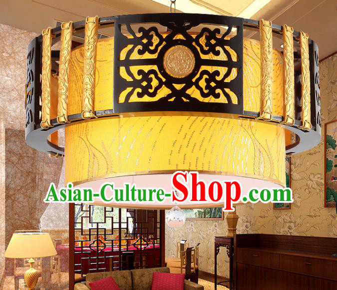 Traditional Chinese Golden Ceiling Palace Lanterns Handmade Wood Hanging Lantern Ancient Lamp