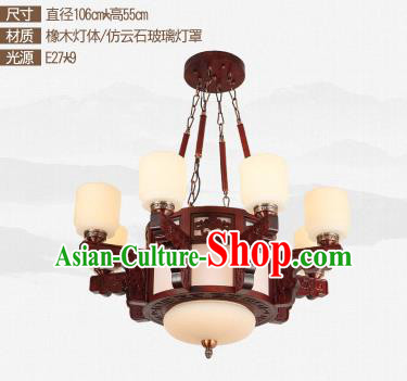 Traditional Chinese Nine-lights Ceiling Palace Lanterns Handmade Wood Carving Lantern Ancient Lamp