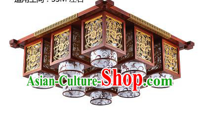 Traditional Chinese Wood Carving Hanging Ceiling Palace Lanterns Handmade Nine-pieces Lantern Ancient Lamp