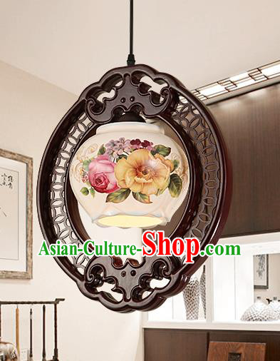 Traditional Chinese Painting Hanging Ceiling Palace Lanterns Handmade Porcelain Lantern Ancient Lamp