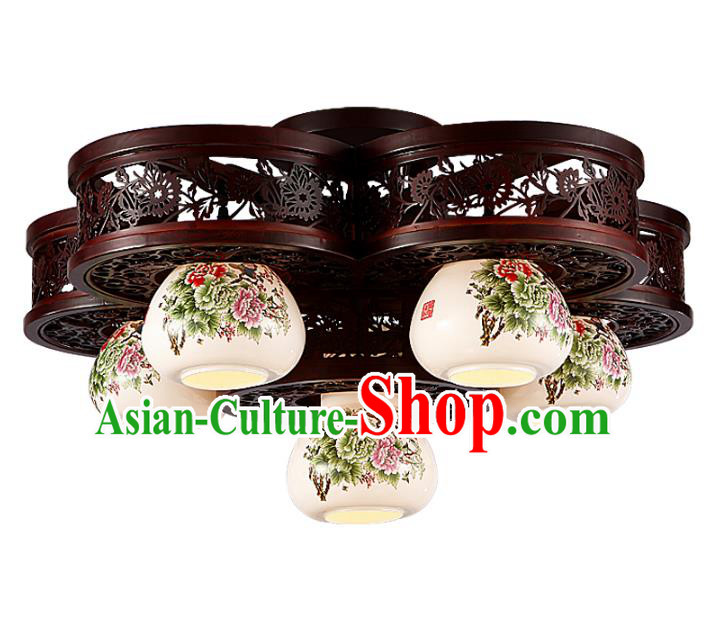 Traditional Chinese Porcelain Ceiling Palace Lanterns Handmade Six-pieces Lantern Ancient Lamp