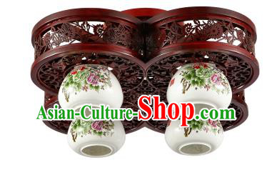 Traditional Chinese Porcelain Ceiling Palace Lanterns Handmade Four-pieces Lantern Ancient Lamp