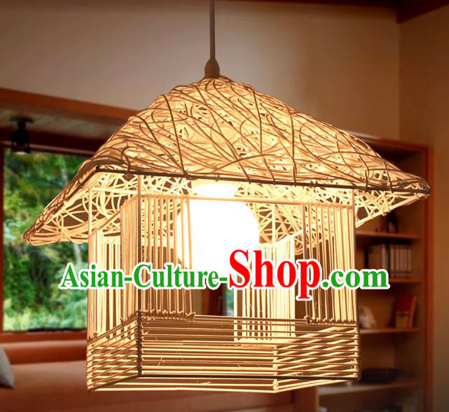 Traditional Chinese Straw Braid Hanging Lanterns Handmade Ceiling Lantern Ancient Lamp