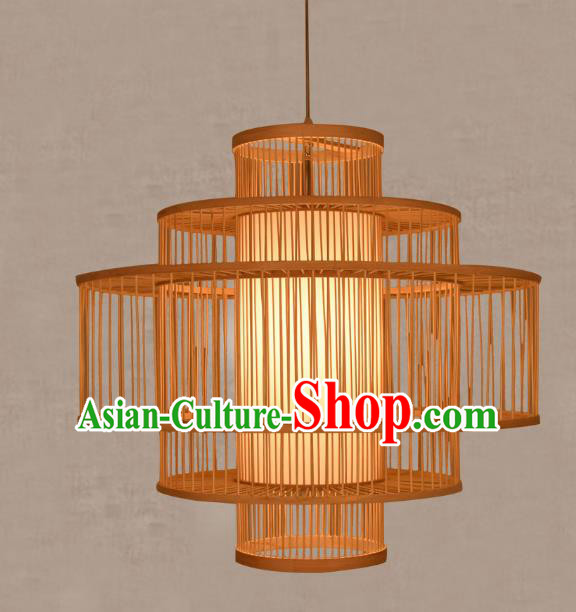 Traditional Chinese Bamboo Rattan Round Lanterns Handmade Hanging Ceiling Lantern Ancient Lamp