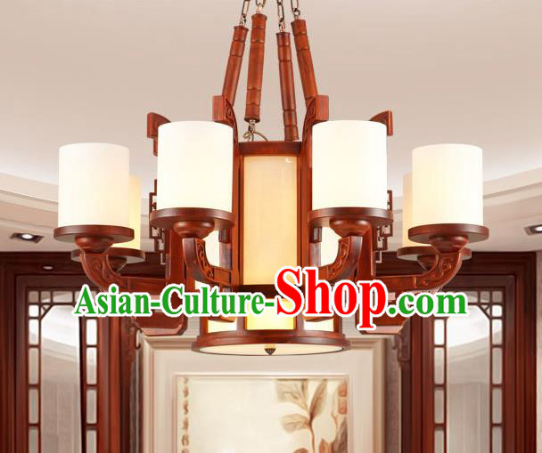 Traditional Chinese Wood Ceiling Lanterns Ancient Handmade Eight-Lights Lantern Ancient Lamp