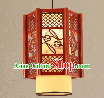 Traditional Asian Wood Carving Lanterns Handmade Ceiling Lantern Ancient Hanging Lamp