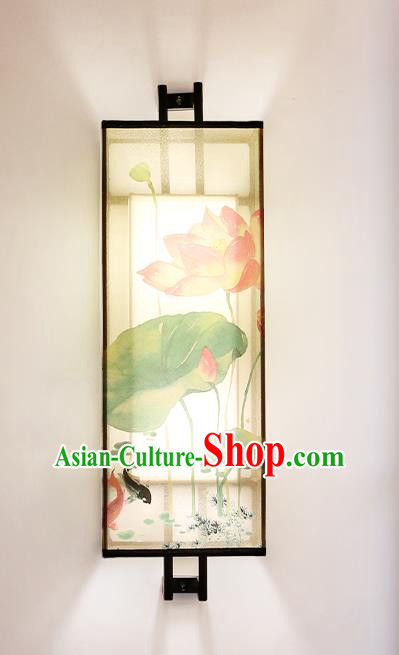 Traditional China Ancient Painting Lotus Wall Lanterns Handmade Lantern Ancient Lamp