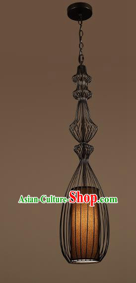 Traditional Chinese Black Iron Birdcage Ceiling Lanterns Ancient Handmade Hanging Lantern Ancient Lamp